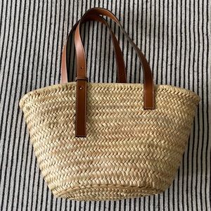 Poolside Essaouira tote, basket bag with leather handles